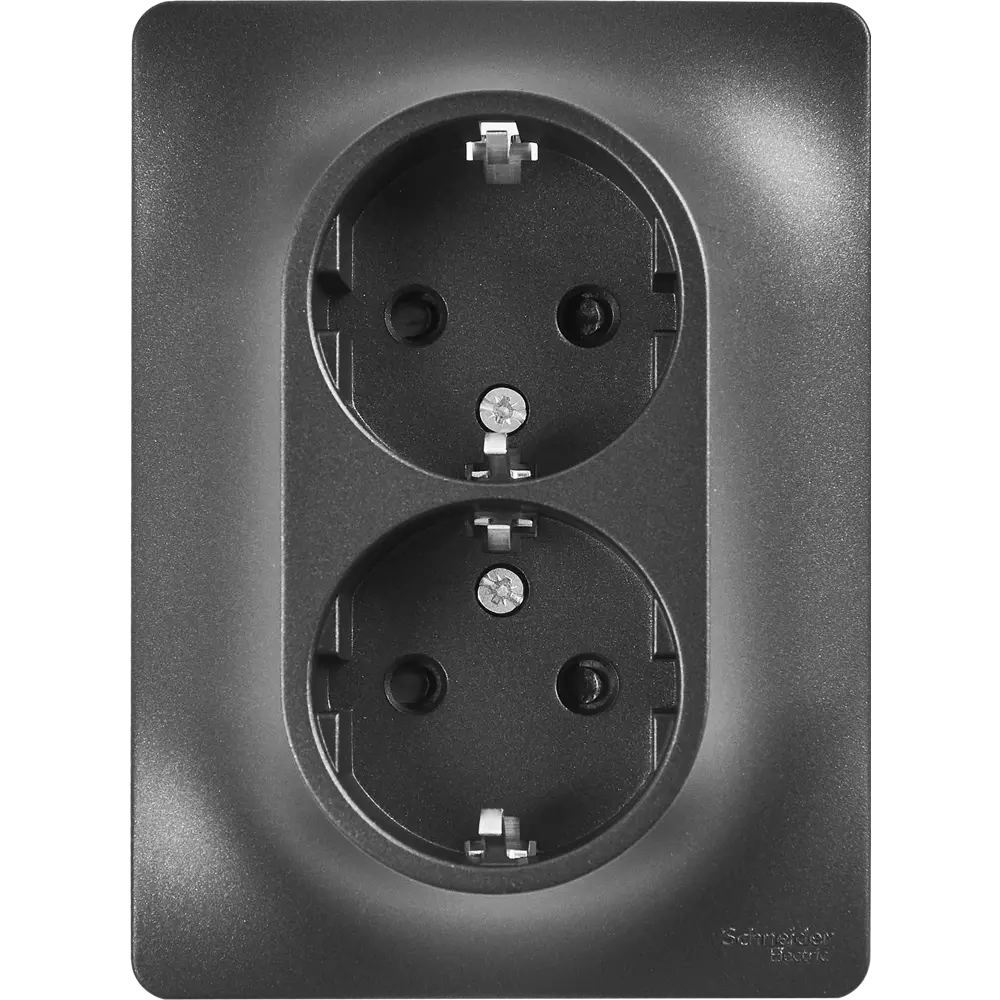 Schneider Electric Glossa — двойная розетка с заземлением в стиле антрацит 86710160 STLM-0070781