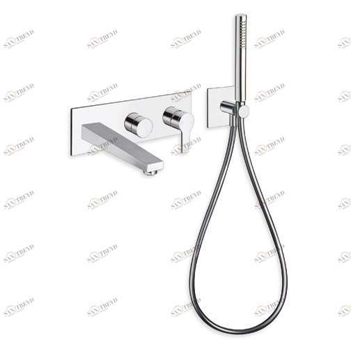 CRIDI103 Внешние части смесителя для ванны и душа для CRICS100 (правая сторона) - CRICS101 (левая сторона) с переключателем на 3 выхода, ручным душем с защитой от известкового налета, гибким шлангом LONG LIFE и металлической пластиной Cristina Rubinetteri CRISTINA Rubinetterie 