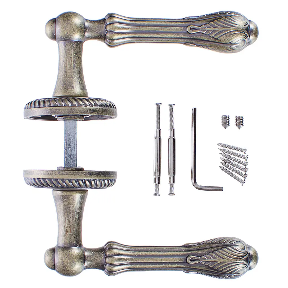 Ручки дверные на розетке Puerto AL 512-17, алюминий, цвет античная/матовая бронза STLM-2022693 - Вид №2