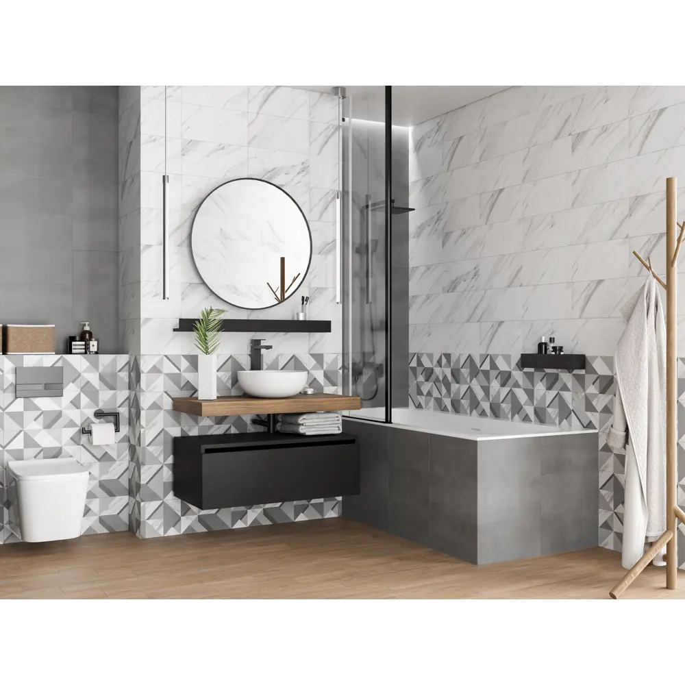 Настенная плитка KREAFORTA Mersey Tetris 20x40 см 1.62 м² матовая цвет серый 89413653 STLM-2147009 - Вид №7