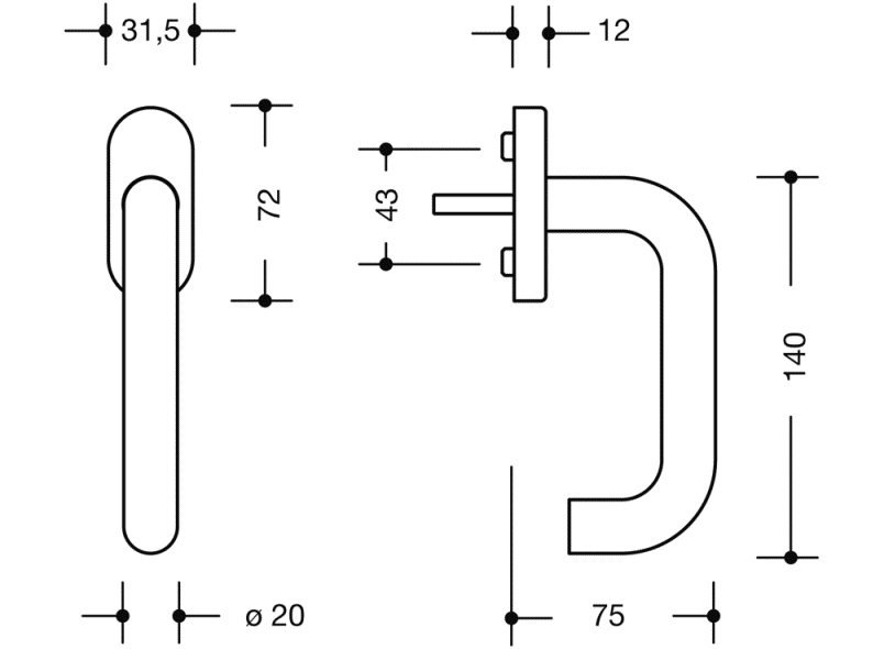 111XAFG.1 оконная ручка HEWI System 111 | Edelstahl  - Вид №3