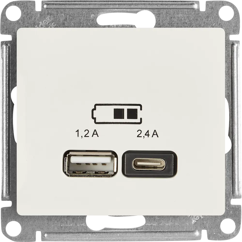 Розетка USB A+С встраиваемая Systeme Electric Glossa цвет молочный 85622155 STLM-2053365