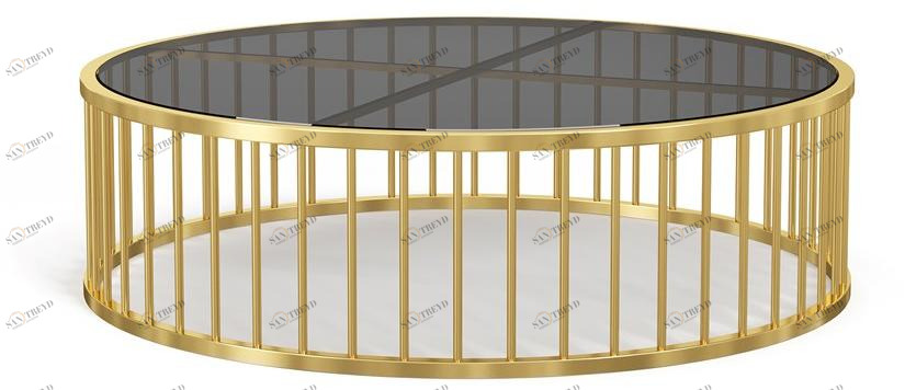 DWFI Низкий круглый журнальный столик из стали и стекла  00002407 