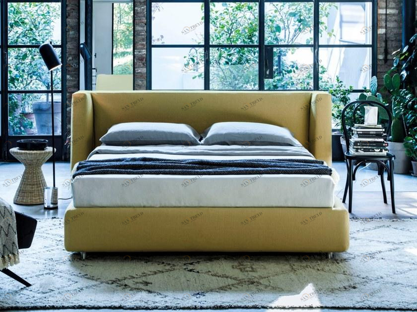 Frauflex Двуспальная кровать из ткани с мягким изголовьем sun-id-1345974