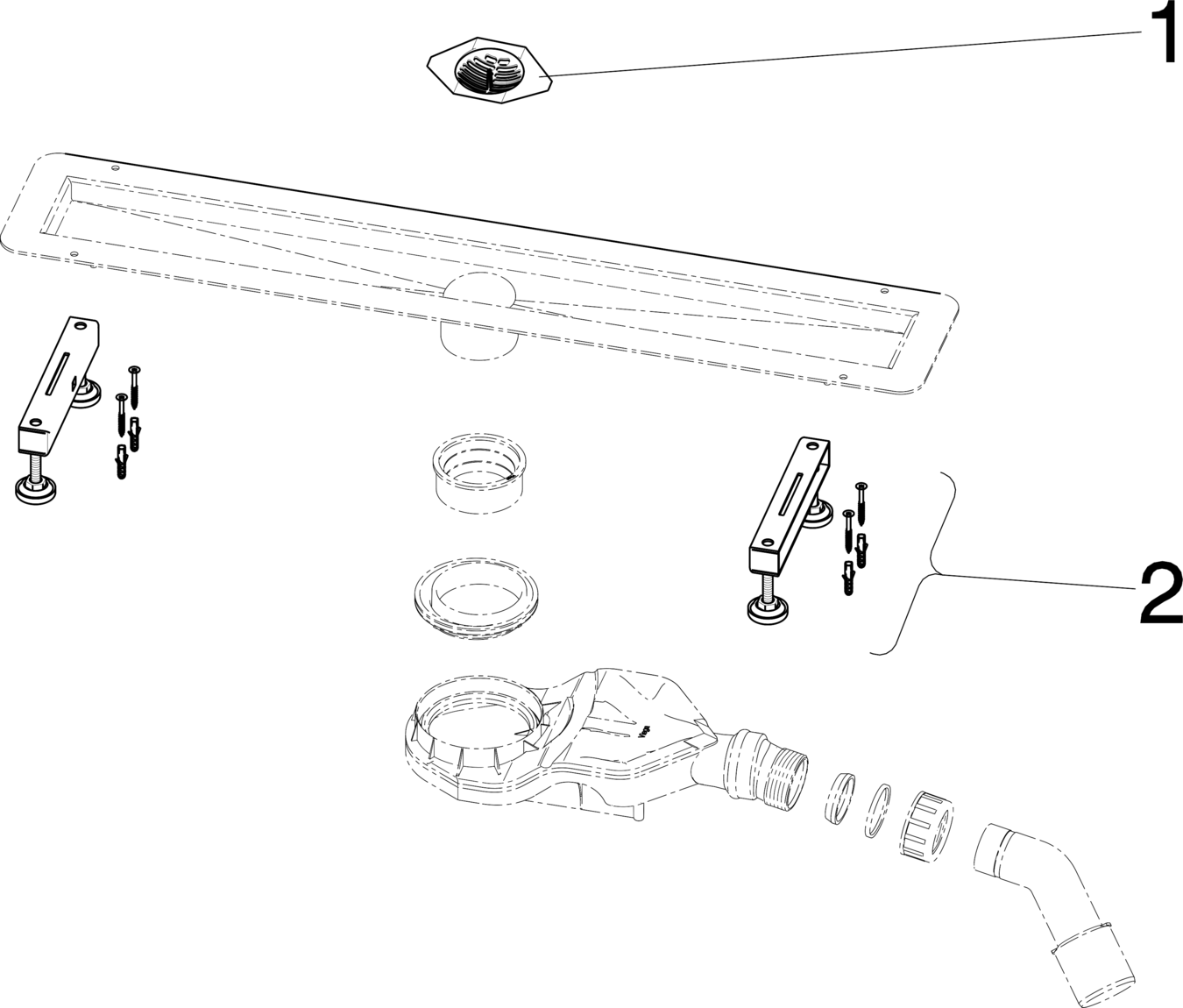 Канализационная арматура  Душевые лотки Advantix  Решетки VIEGA 687 595 1) Модель 4980.40 Santreyd  - Вид №3