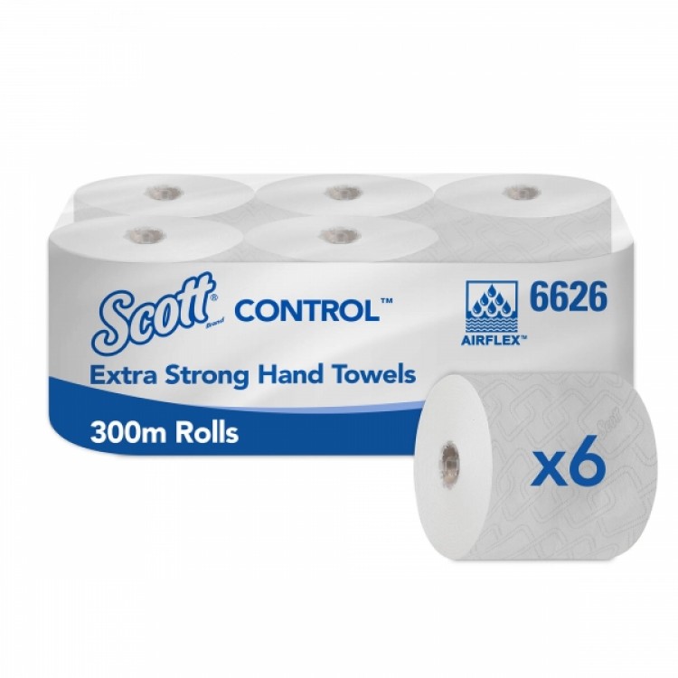 6626 Kimberly Clark Полотенца бумажные в рулоне Kimberly Clark Scott Control Extra Strong 6626 (ранее арт. 6620) 1-слойные в рулонах по 300 метров 