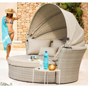 AFM-325 Beige Диван-трансформер из искусственного ротанга Afina