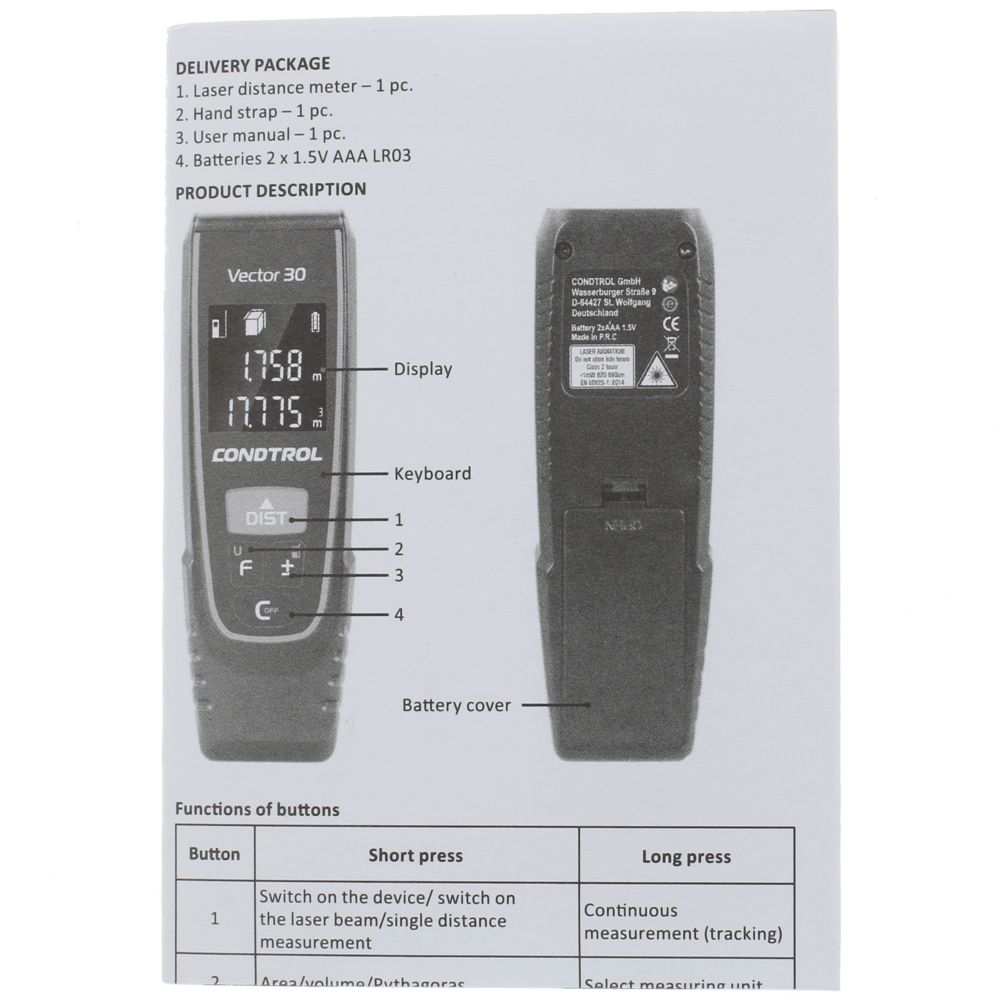 Лазерный дальномер Condtrol Vector 30 1393814 STDN-0146884 - Вид №5