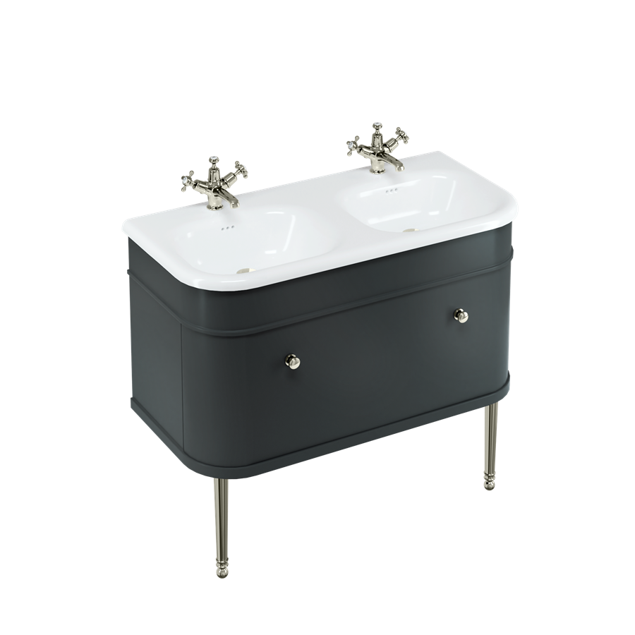 Burlington Chalfont Chalfont 1000мм Тумба с одним выдвижным ящиком - Матовый черный с золотыми ногами CH100MB-CHLEGGOLD  - Вид №3