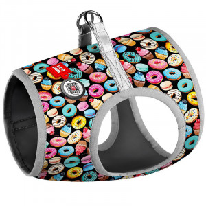 ПР0053675 Шлейка для собак Waudog с рисунком Пончики (S2, обхват груди 46-50см, обхват шеи 43-45см) COLLAR