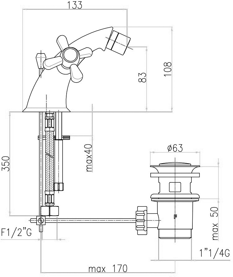 AM710102060 Смеситель на биде , медь Webert Armony - Вид №3