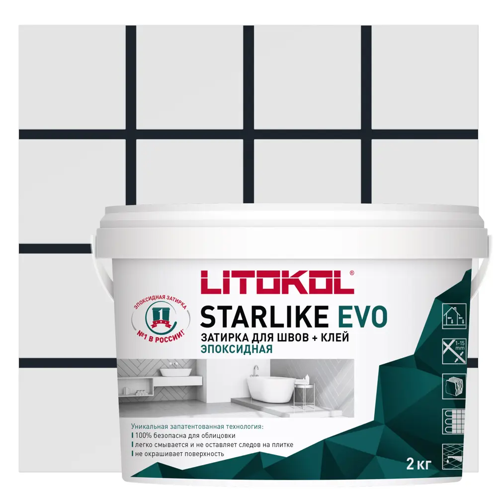 Litokol Starlike Evo - эпоксидная затирка и клей для плитки, черный карбон 82860186 STLM-0037243