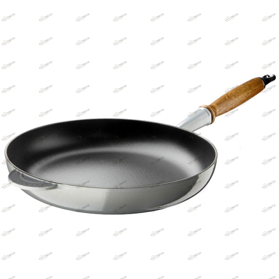 Сковорода чугунная Le Creuset с деревянной ручкой, Ø28 см, серая 20058285410460
