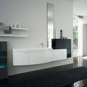 Комбинация ванной комнаты SY11 в отделке mineralmarmo/BIANCO глянц./NERO глянц. MILLDUE SYMI