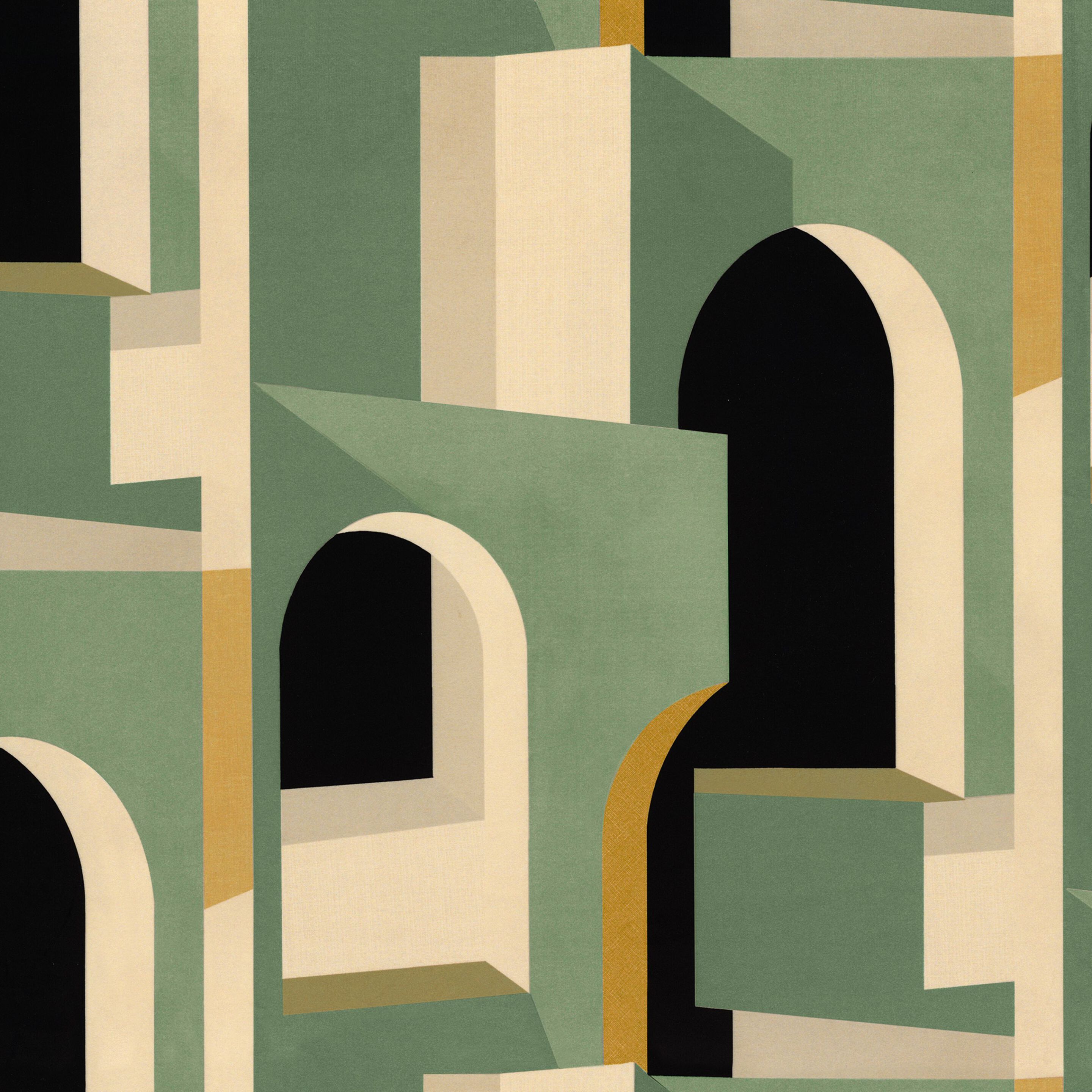 Матовая моющаяся полиэфирная ткань с графическим рисунком Casamance Prodige ARCH-00010422