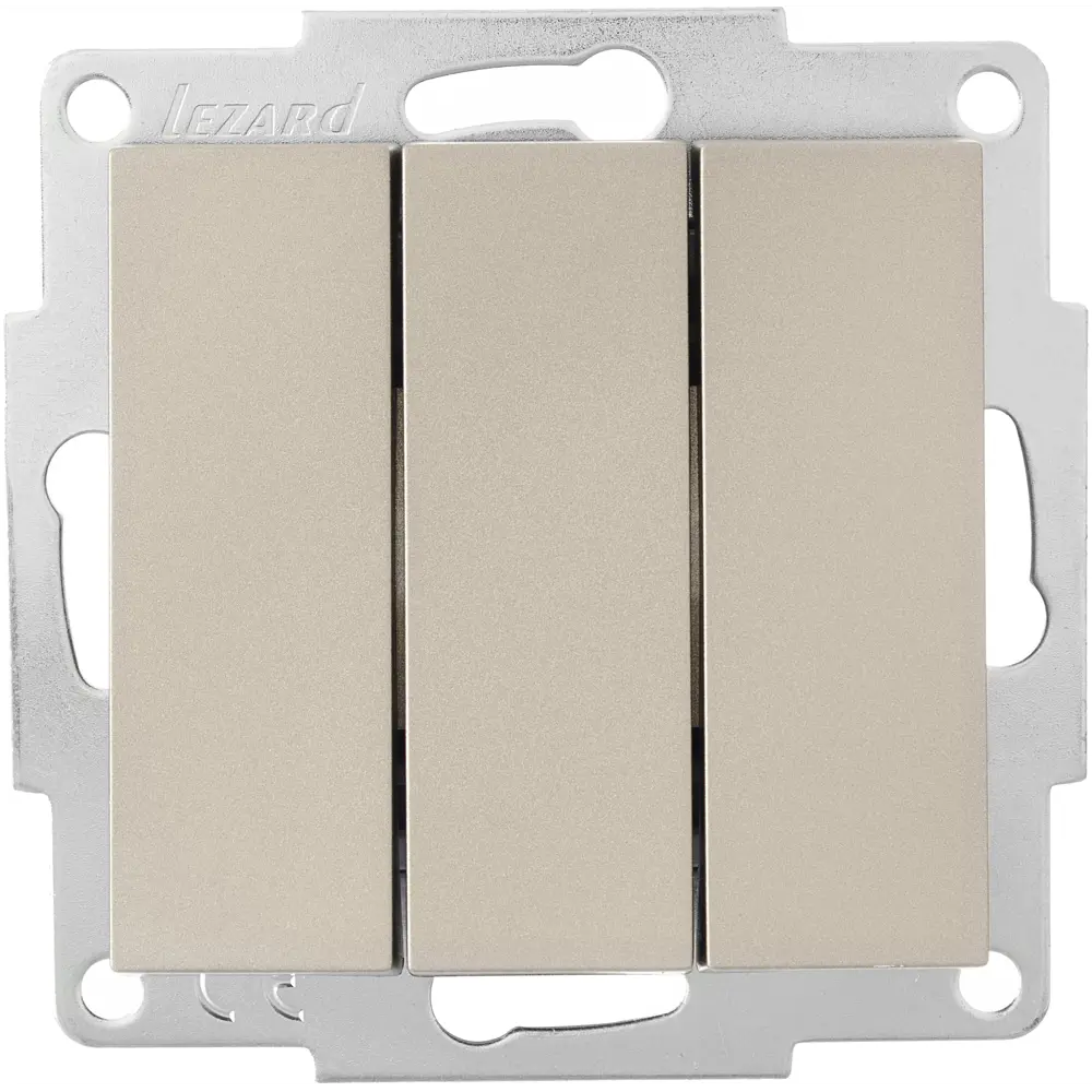 Выключатель Lezard Vesna трехклавишный встраиваемый, цвет титан 87103841 STLM-1578304