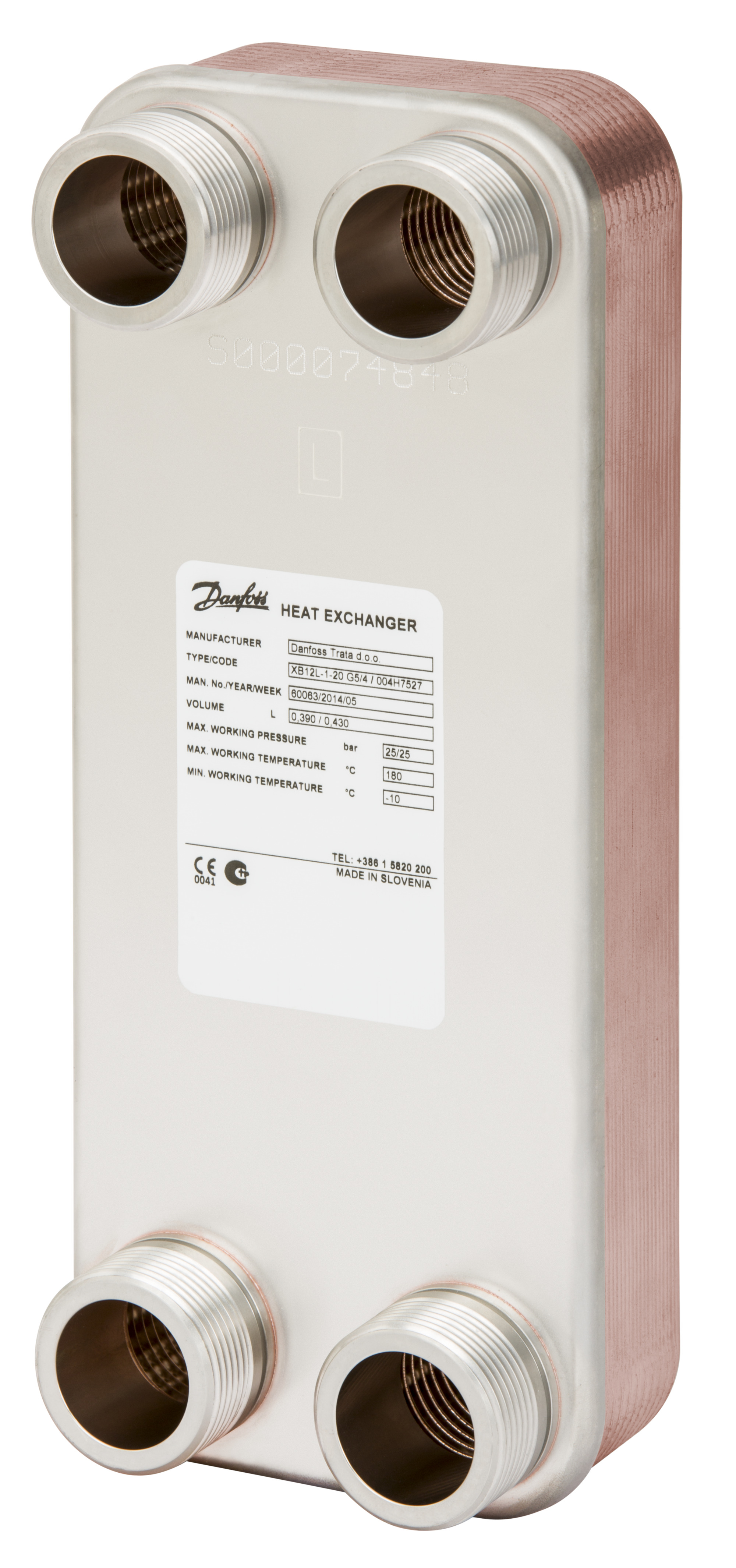 Danfoss Паяный пластинчатый теплообменник одноходовой серии XB12 XB 12M-1-10 PN25 паяный ТО 004H7540  - Вид №36