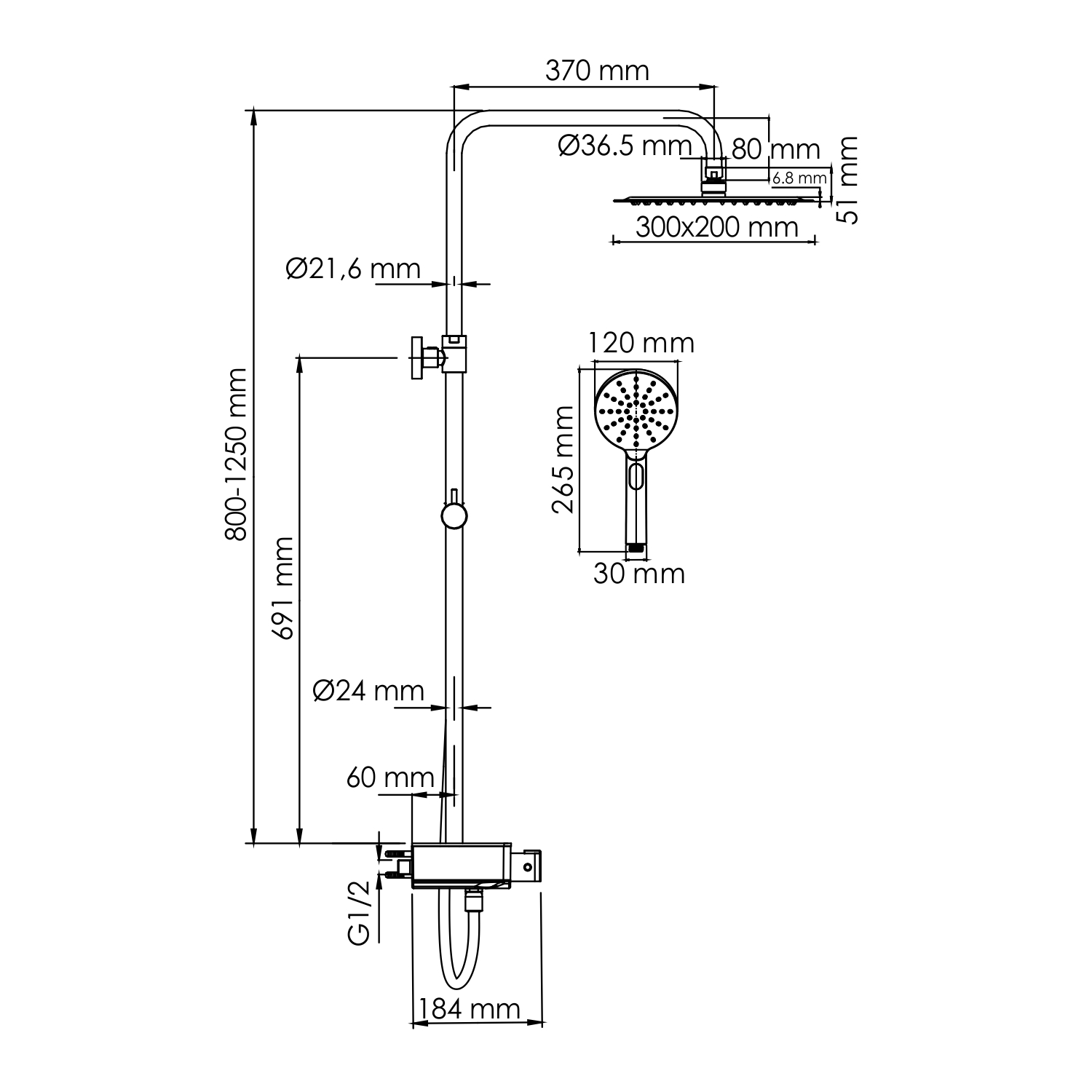 A113.069.127.CH Thermo Душевой комплект с термостатическим смесителем WasserKRAFT  - Вид №1