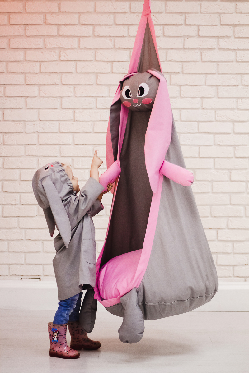 Подвесное кресло-кокон "Заяц" ПОКАЧАЙКА  326703 Коричневый;розовый Santreyd  - Вид №1