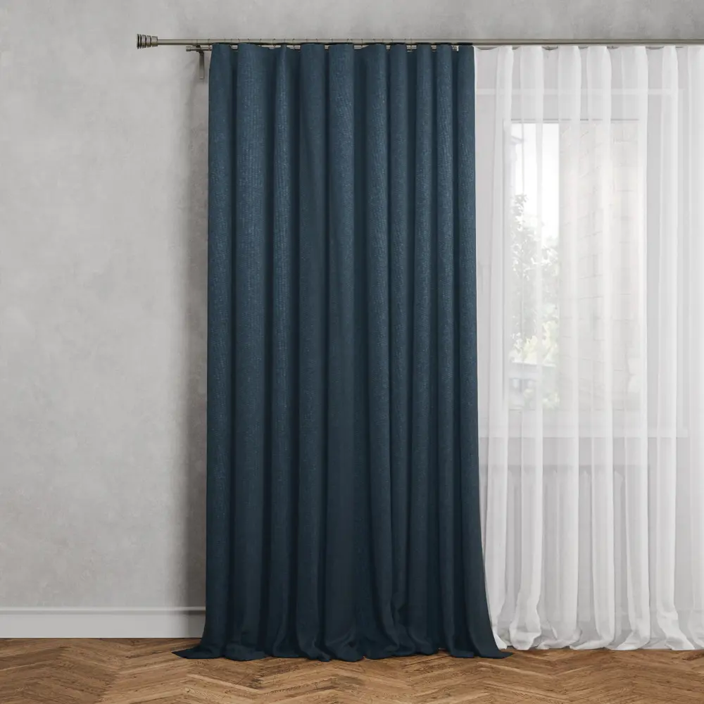 Штора Inspire Kirov на ленте 140x280 см темно-синяя 88935301 STLM-1458747