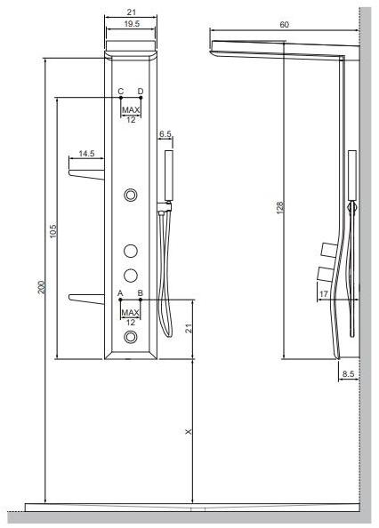 Gruppo Geromin Настенная душевая стойка из стали с душевой лейкой Etoile sun-id-1377455 - Вид №1