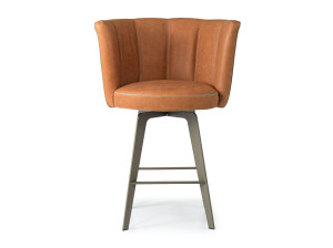 Высокий кожаный мягкий стул с подставкой для ног