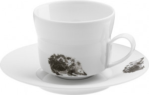 10602552 Hering Berlin Чашка чайная с блюдцем Hering Berlin "Охота" "Ежи" 250мл Фарфор