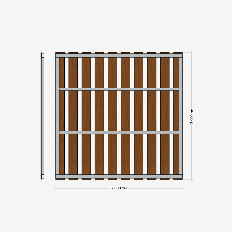 Заборная секция «Штакетник классический» 2×2м RUSDECKING sun-id-1025064 - Вид №2