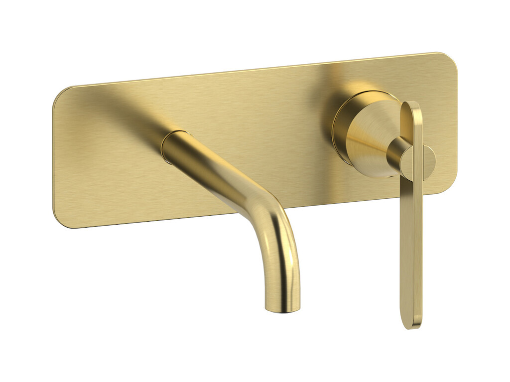 Встроенный в стену смеситель для раковины на 2 отверстия в комплекте с донным клапаном WE ARE IB oh202cc Brushed Pale Gold Soho