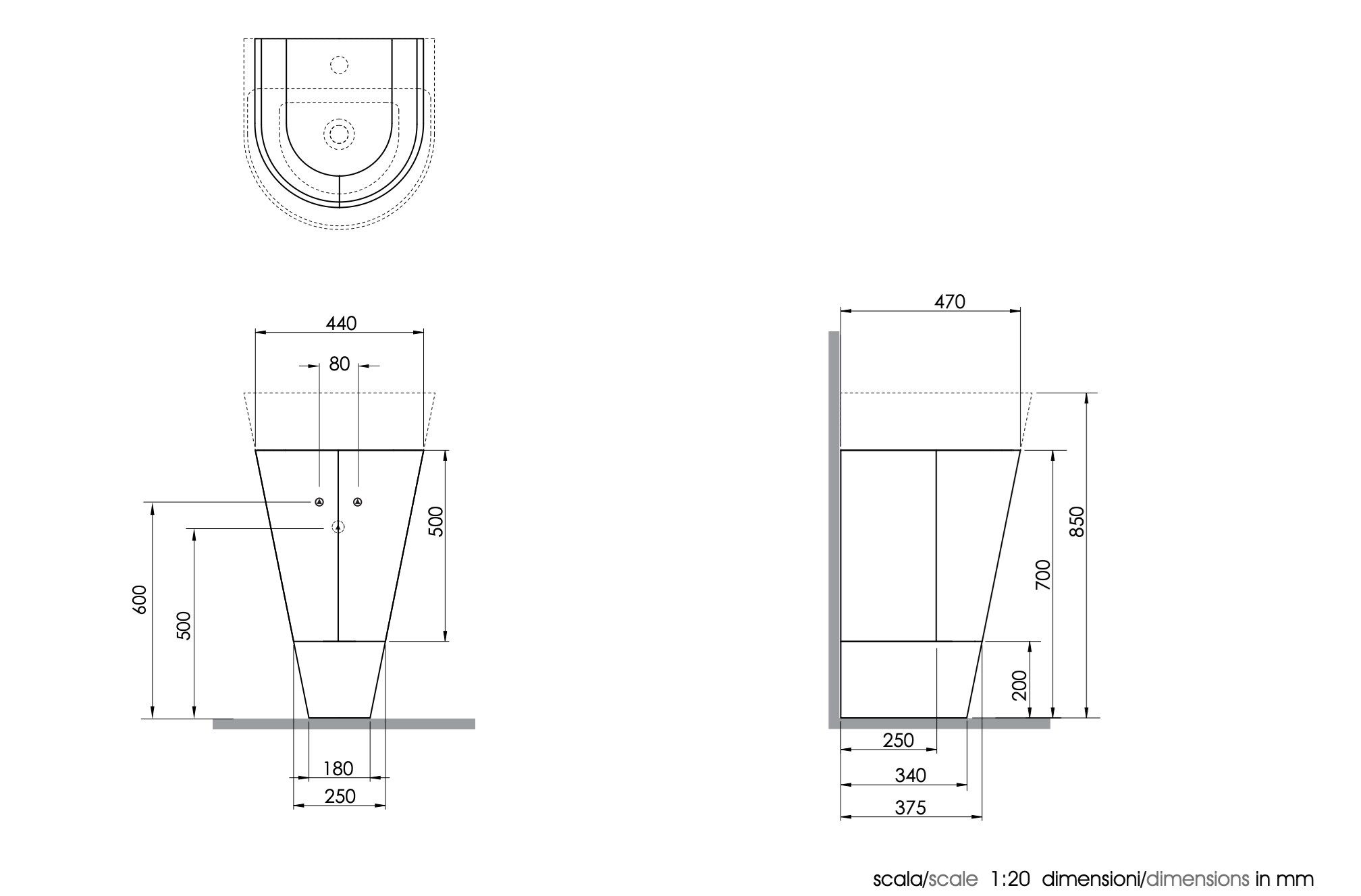 Напольный умывальник Azzurra Ceramica форма ARCH-00022640 - Вид №2