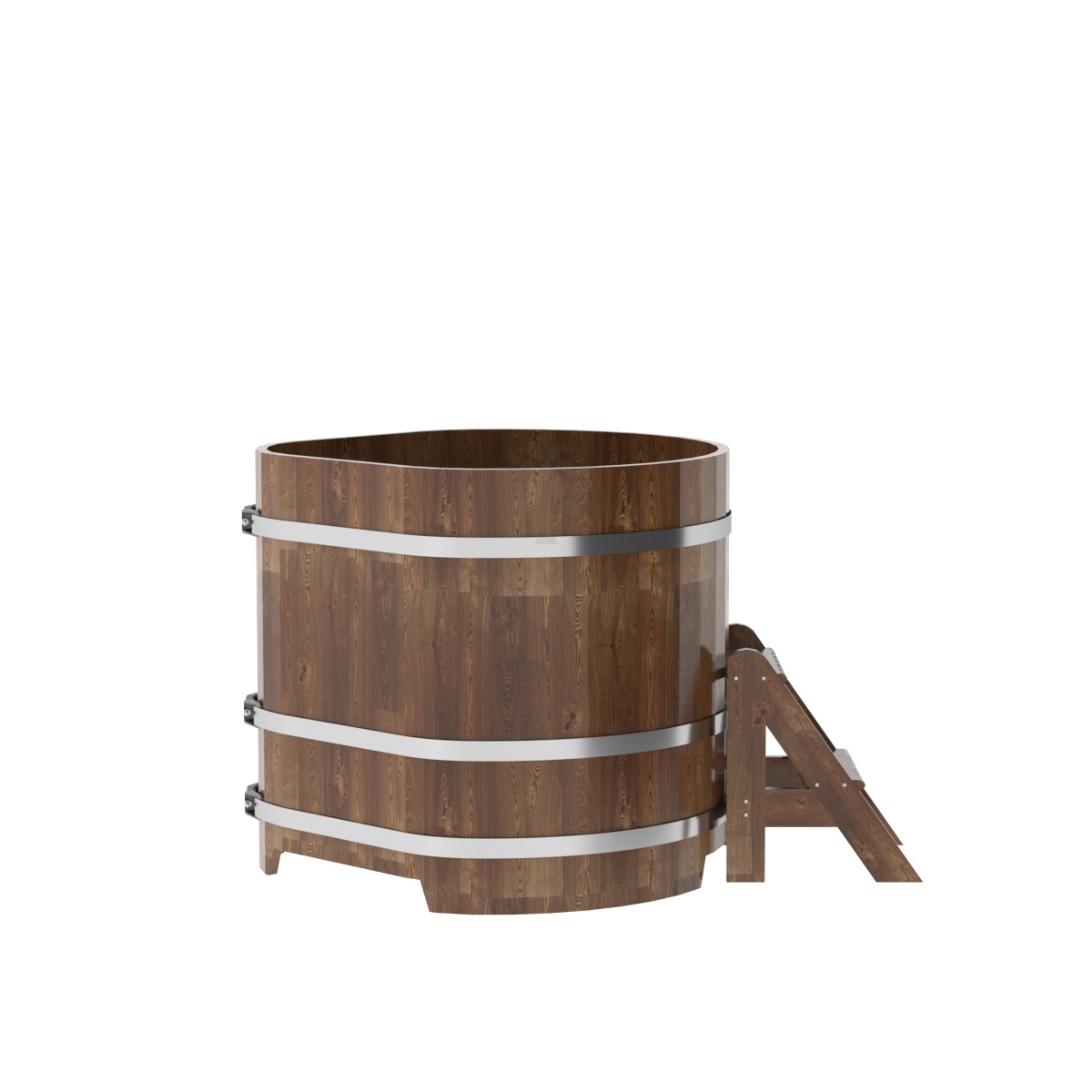 1565 Купель угловая из сращенных ламелей лиственницы 1,03х1,03х1,0 морёная Alyarus  - Вид №2