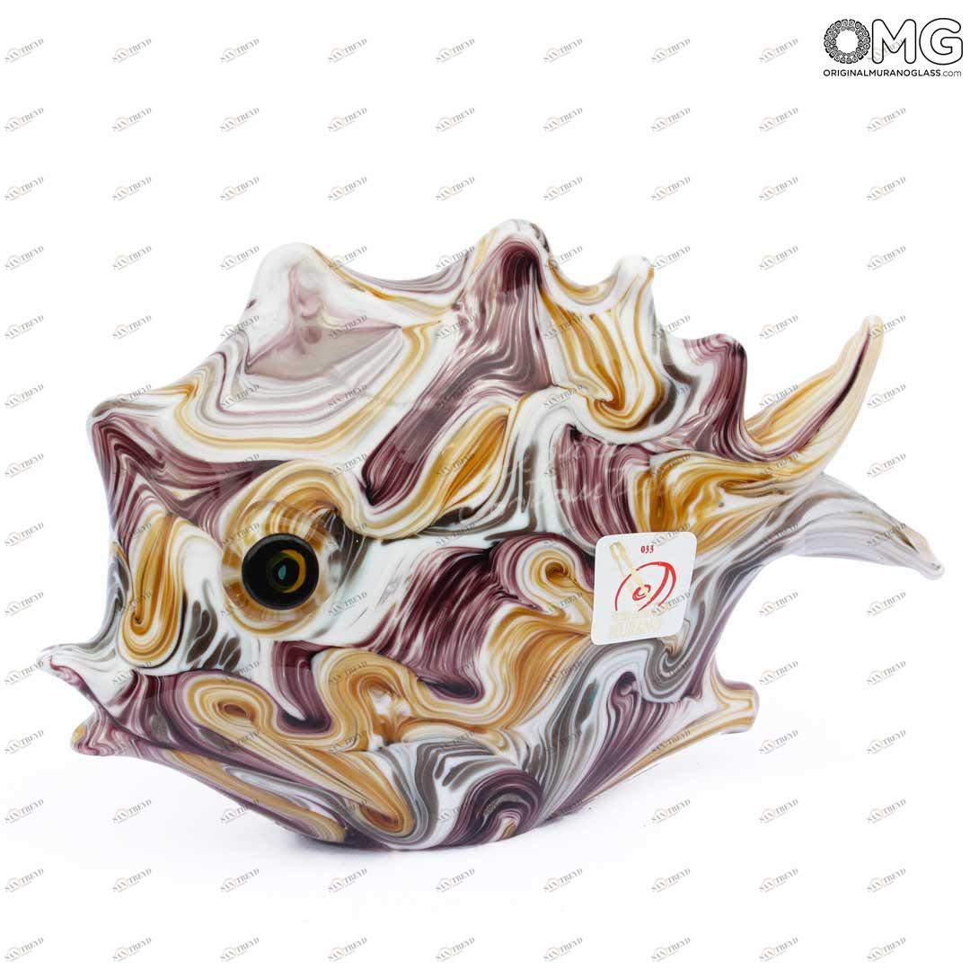 2069 ORIGINALMURANOGLASS Скульптура Рыба-шар из муранского стекла 10 см 