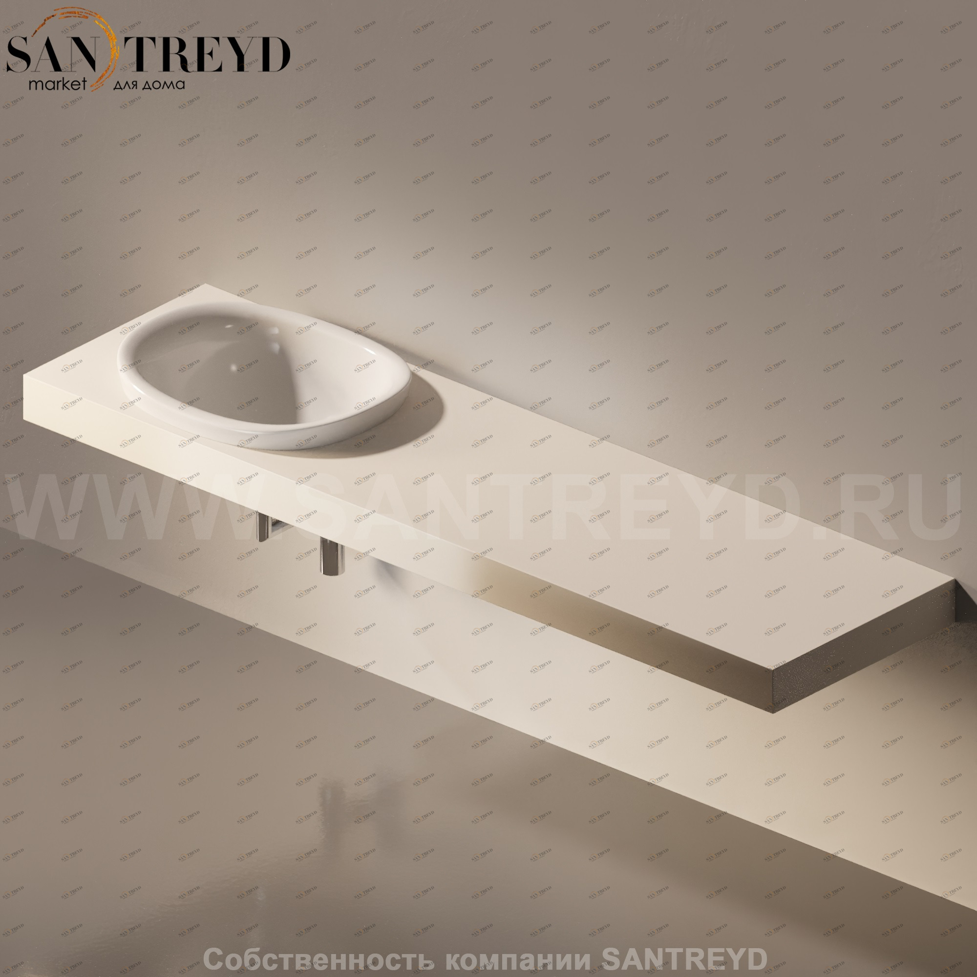 Flaminia IO e SI Столешница с отверстием под раковину от 80 до 250 см бежевая IO60M4.9003 Ceramica Flaminia IO60M49003