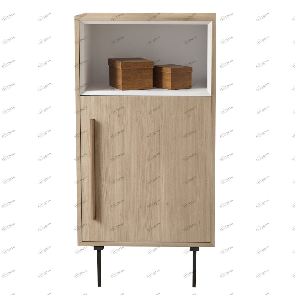 Тумба высокая деревянная 120х60 см белая Модуль-B BRAGIN DESIGN TUBE 00-3862383 Бежевый;белый