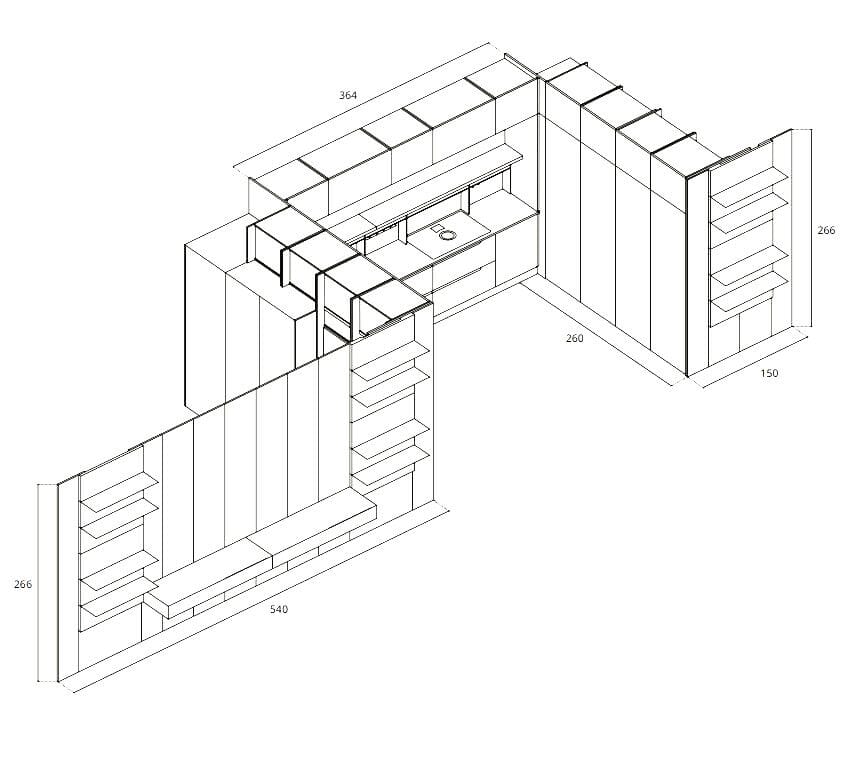Встроенная кухня Febal Casa Modula ARCH-00012015