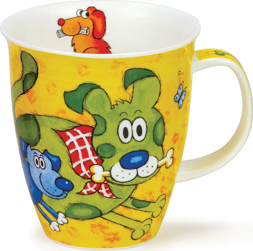 10604445 Dunoon Кружка Dunoon "Собаки и щенки.Невис" 480мл (жёлтая) Фарфор костяной 