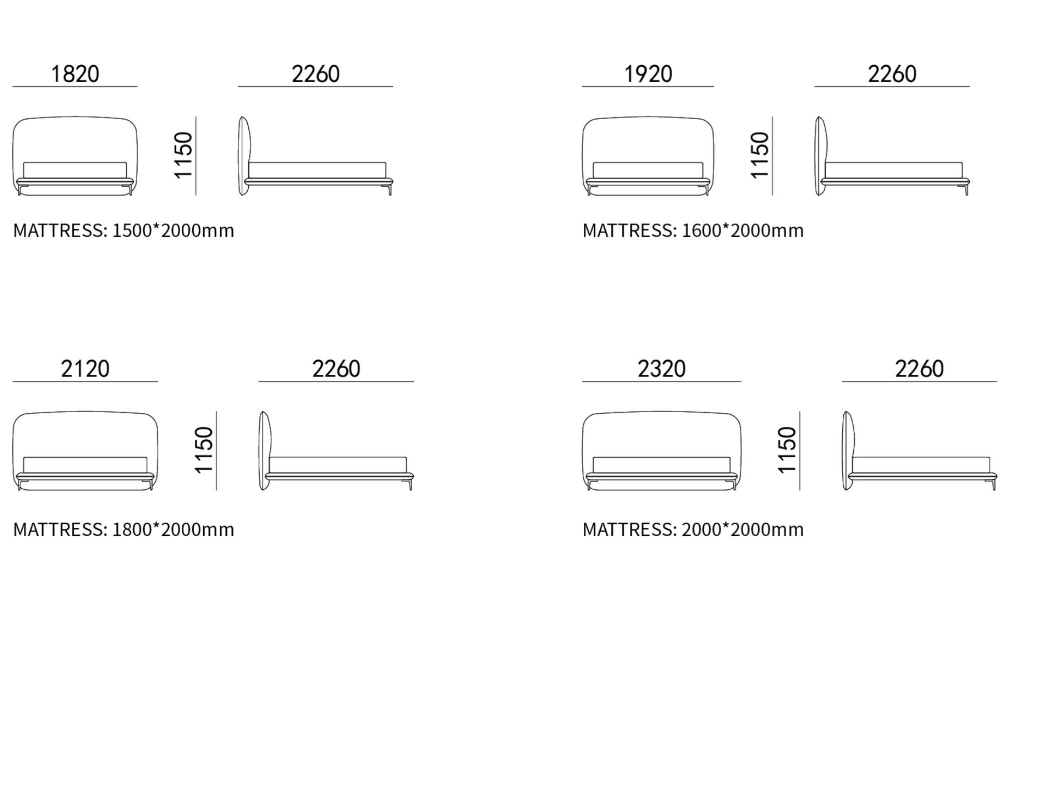 Двуспальная кровать с мягким изголовьем HC28 maison Fugue ARCH-00024277 - Вид №2