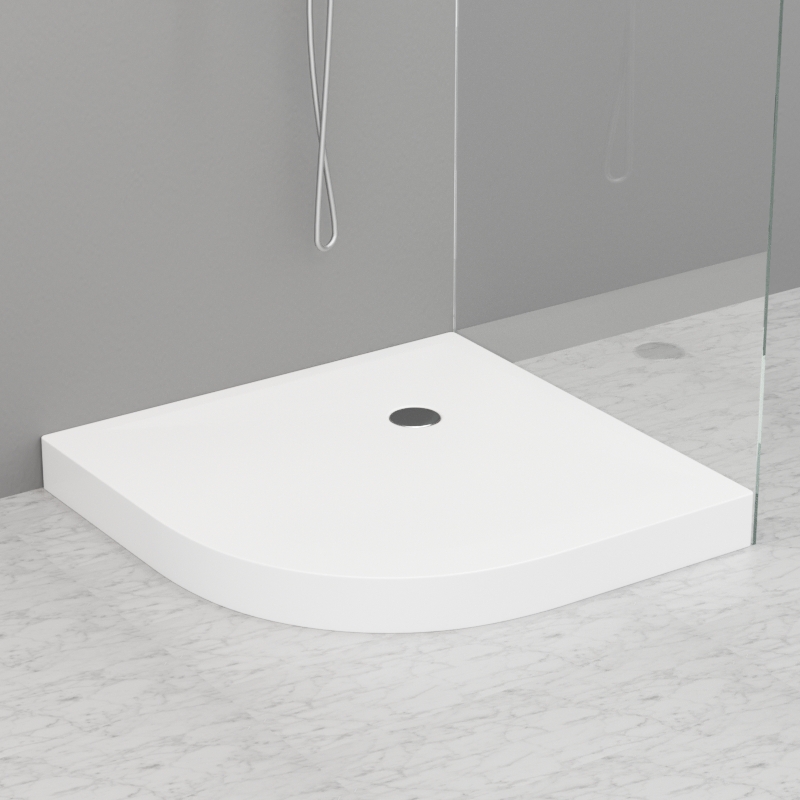 705015 Душевой поддон угловой из акрила h9 с антислипом белый в комплекте с сифоном, цвет Белая глазурь Kerasan DOCCIA Италия