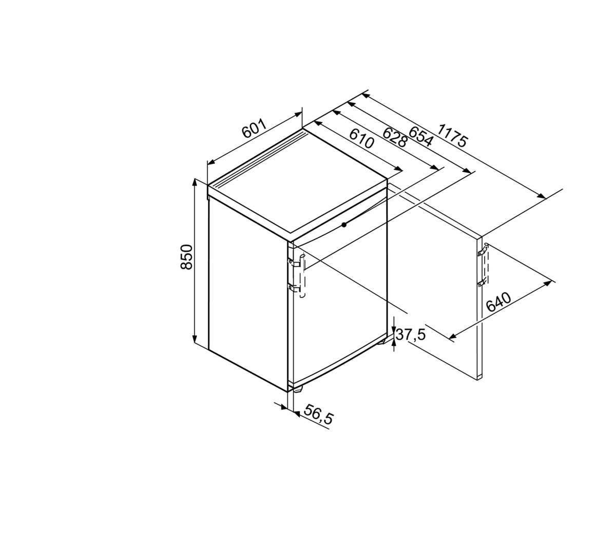 T 1810-22 001 Холодильник / 85x60x62.8см, 163л, без морозильной камеры, белый Liebherr Liebherr Comfort  - Вид №3