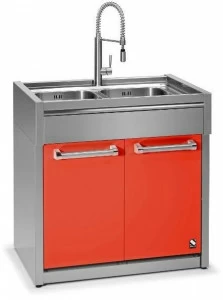 Steel Кухонный шкаф из нержавеющей стали с двойной раковиной Genesi