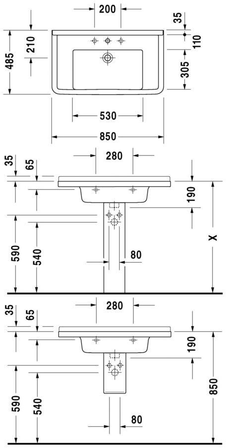 030480 Подвесная раковина настенная овальная Duravit Starck 3 белая - Вид №1
