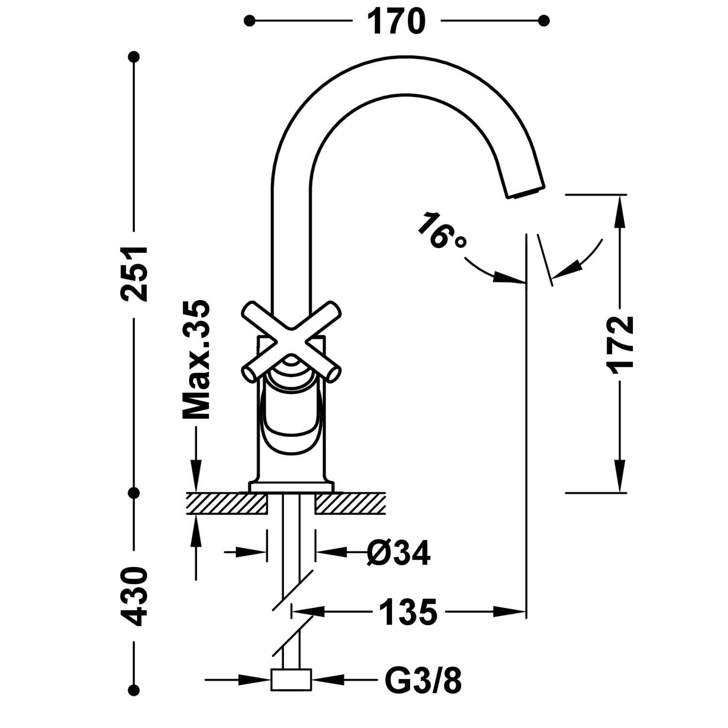 Смеситель для умывальника MONTBLANC с двумя ручками-28310301AC TRES Mont Blanc - Вид №1