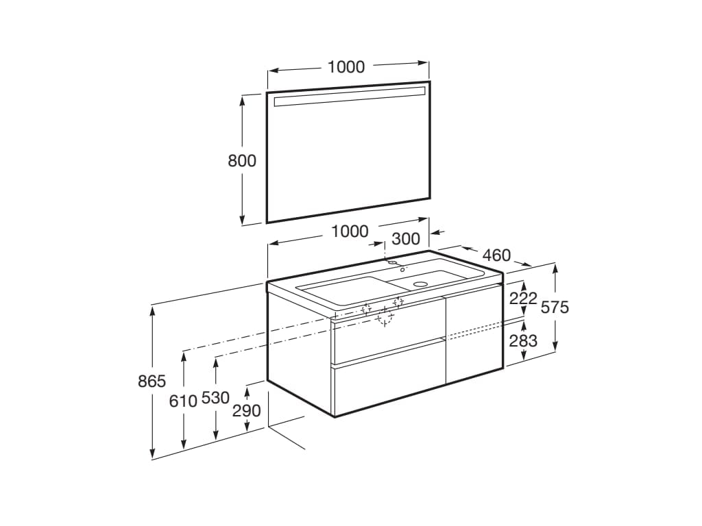 Деревянный подвесной шкаф для умывальника с выдвижными ящиками Roca The Gap ARCH-00133404 - Вид №25