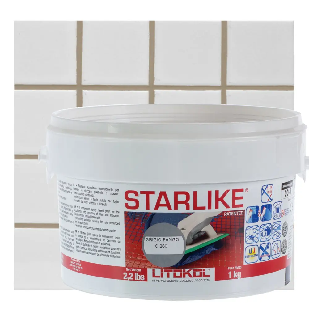 Затирка эпоксидная Litokol Litochrom Starlike C.280 цвет серый 1 кг Без серии STLM-2153393