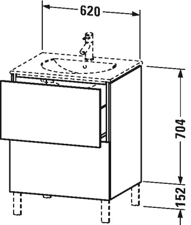 LC660504040 Тумбочка напольная L-Cube #LC6605 620 x 514 мм Черный глянцевый лак Duravit - Вид №1