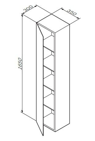 M70ACHML0356DM шкаф-колонна подвесной левый 35 см зеркальный фасад цвет: глубокий с AM.PM Spirit 2.0  - Вид №3