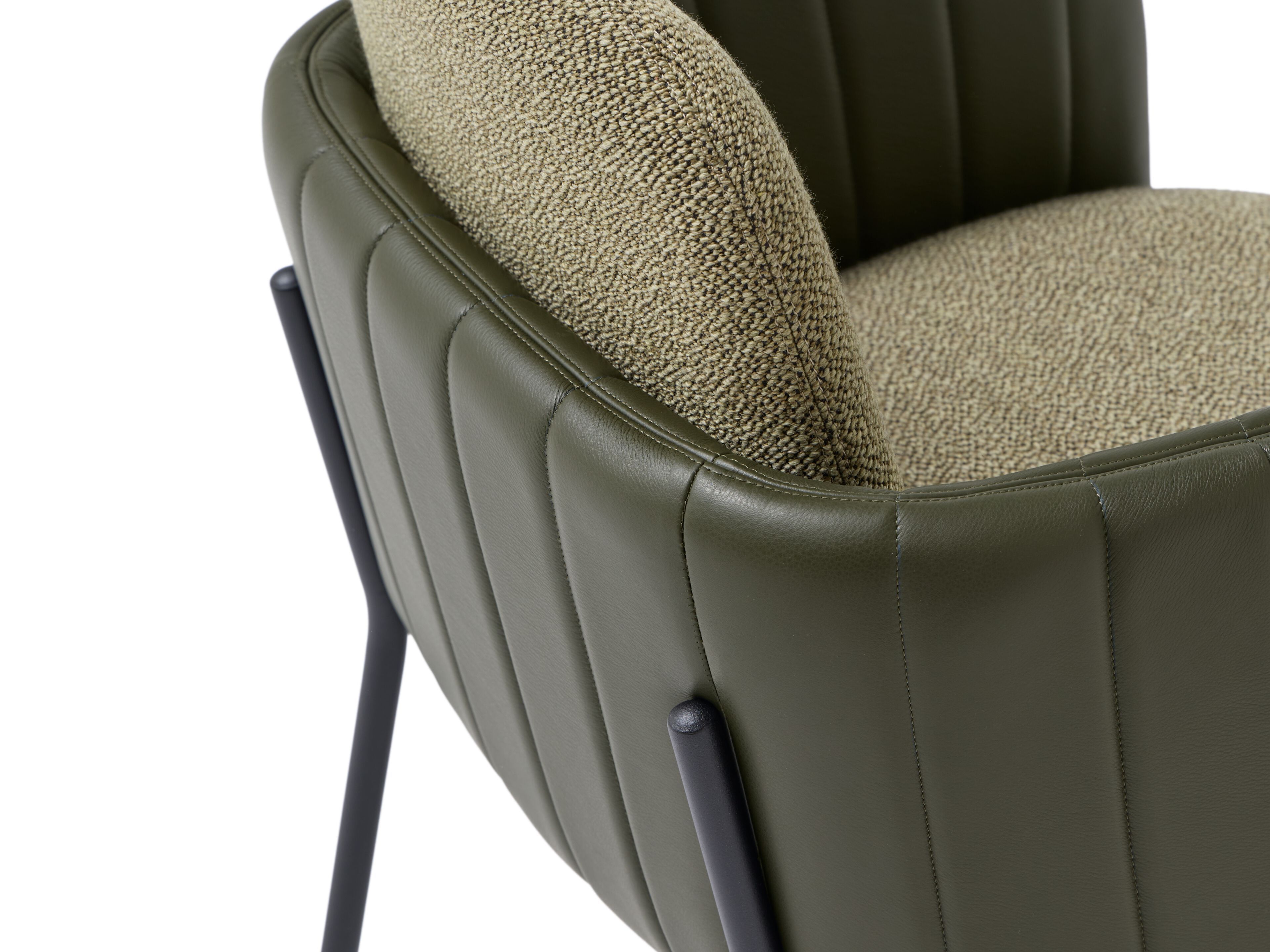 Стул из ткани и кожи с подлокотниками MOBLIBERICA Nai ARCH-00075361 - Вид №9