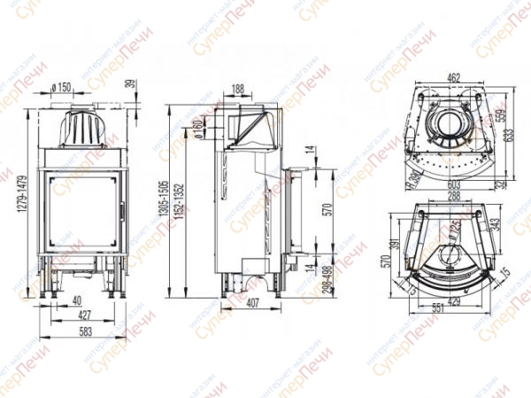 Каминная топка Austroflamm 55х51 К 1575 - Вид №1