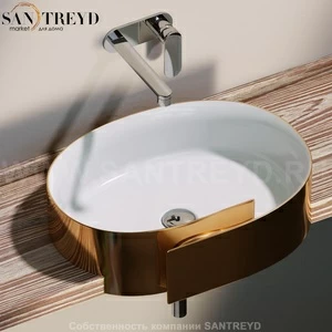 RL56S.GOLD Полувстраиваемая раковина консольная 50 см золотистая Flaminia Roll