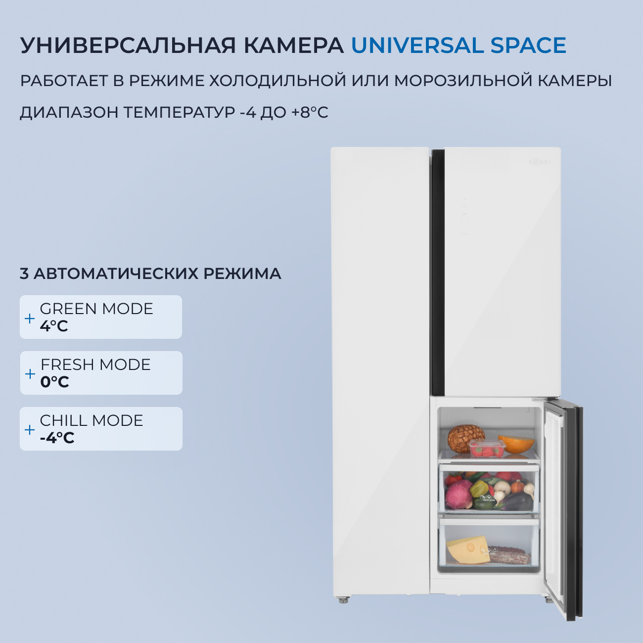 9185194 Холодильник Side by Side   ZUGEL ZRTD459GW белый STDN-0150027 - Вид №46